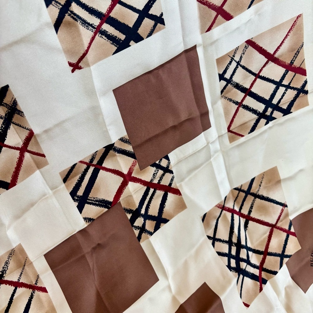 BURBERRY Vintage Silk Check Scarf 22” Square Nova Check Logo - Picture 4 of 13